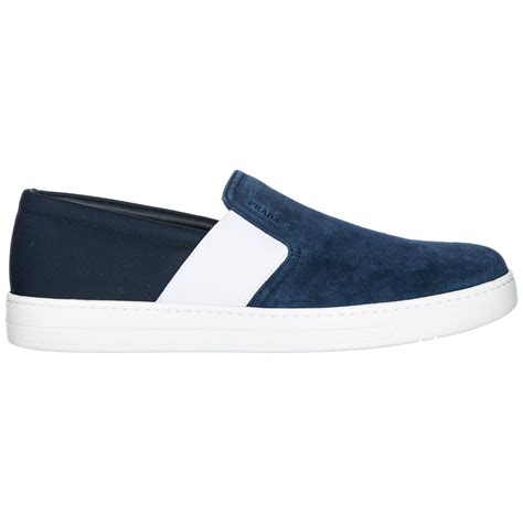 prada suede sneakers blue|prada suede slip on sneakers.